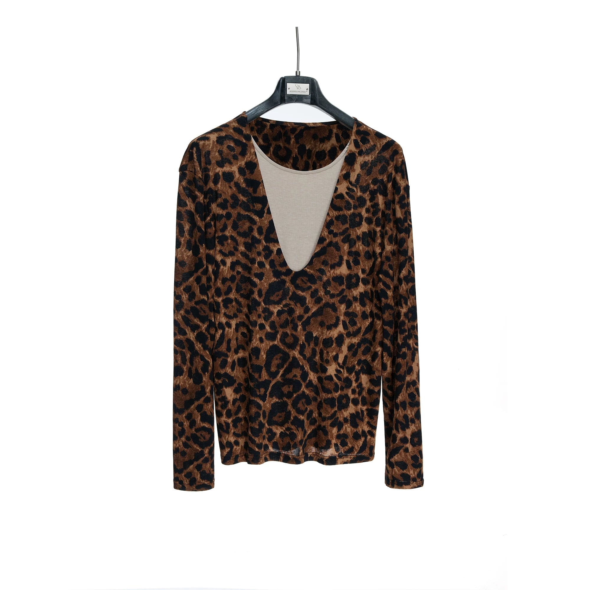 Leopard Texture Layered V-Neck Tee