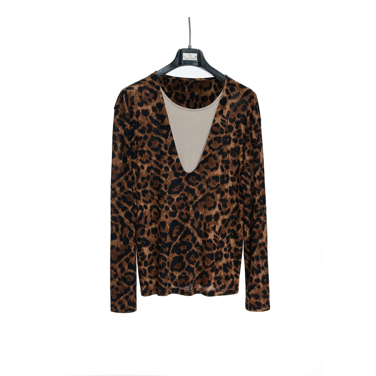 Leopard Texture Layered V-Neck Tee
