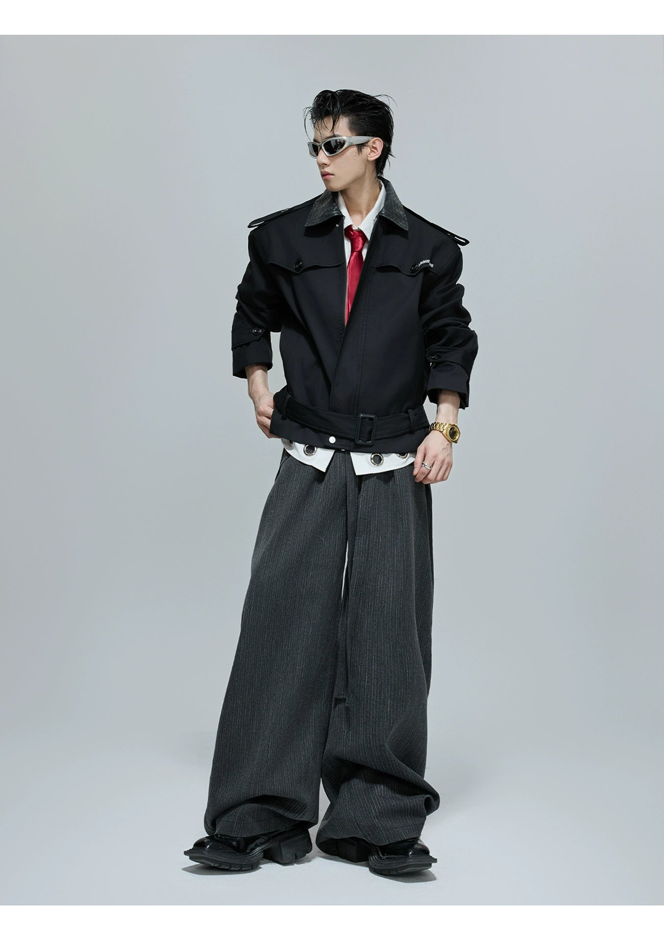 【25s Nov.】Retro Color-blocked Embroidered Leather Jacket