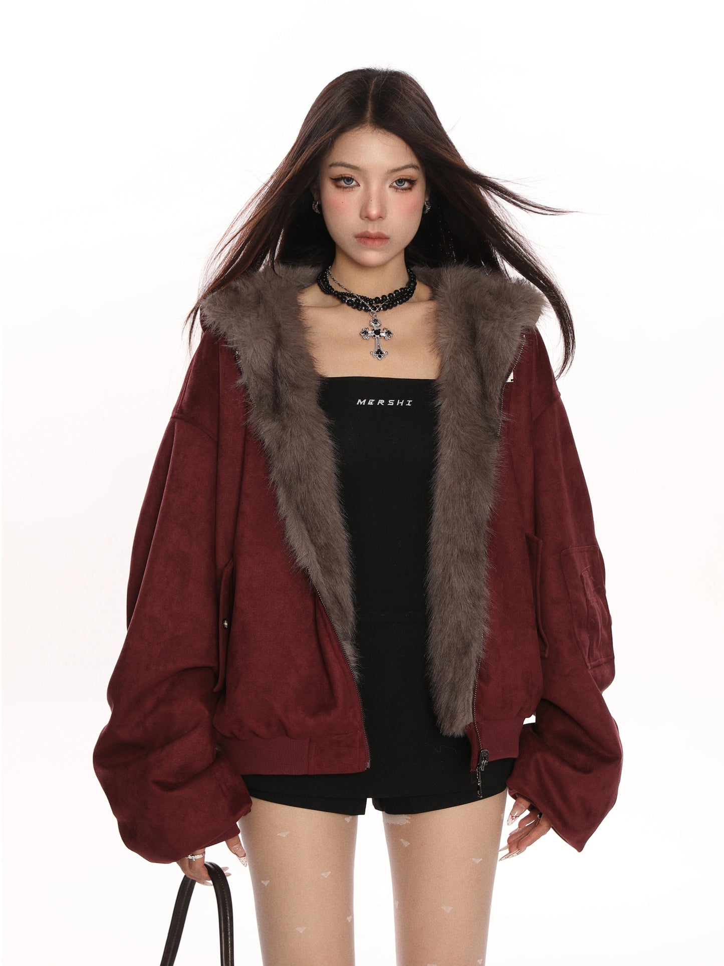 【25s Feb.】Suede Eco-friendly Fur Double-sided Cotton Jacket