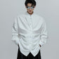 French Neckline Multi-layered Pleated Silk Scarf Shirt