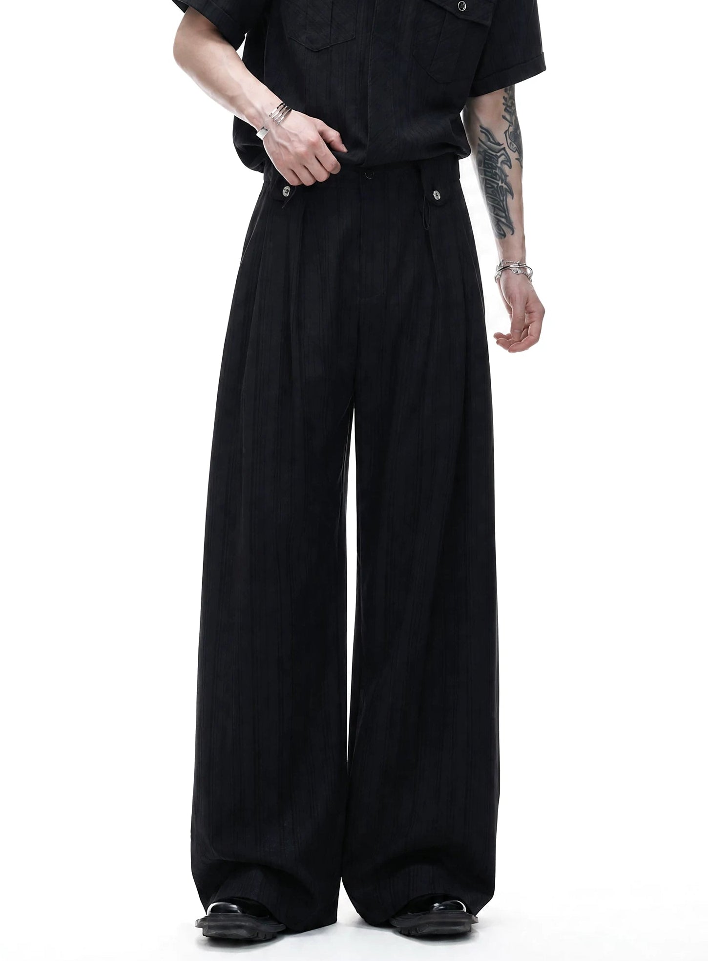 Stripe Tie Layered Shirt / Trouser