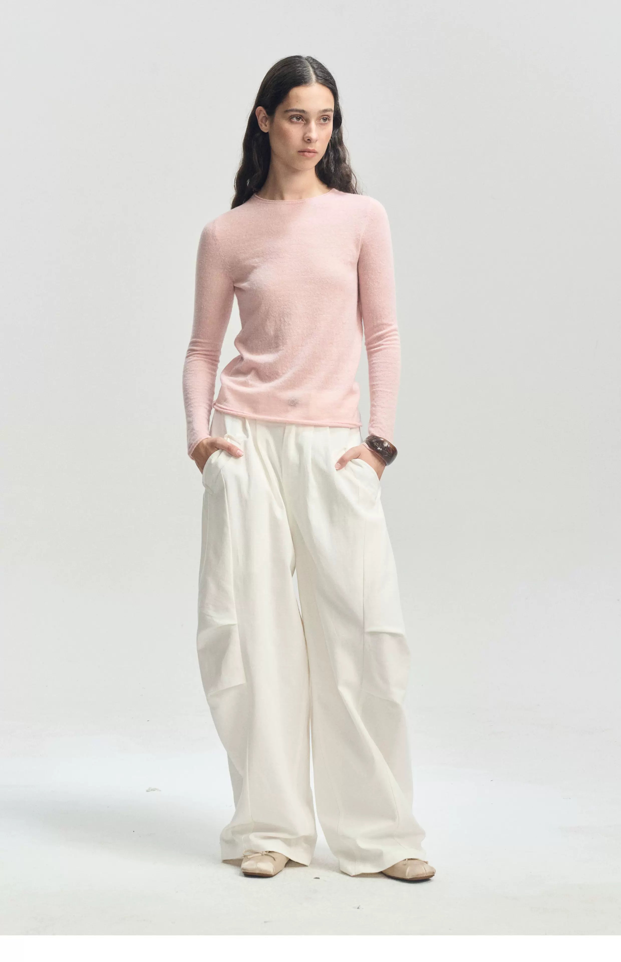 Pleated Wide-Leg Parachute Pants