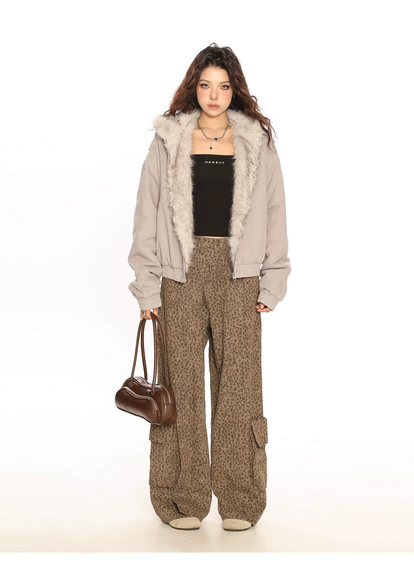 【25s Nov.】Retro Fur Collar Hooded Cotton Coat