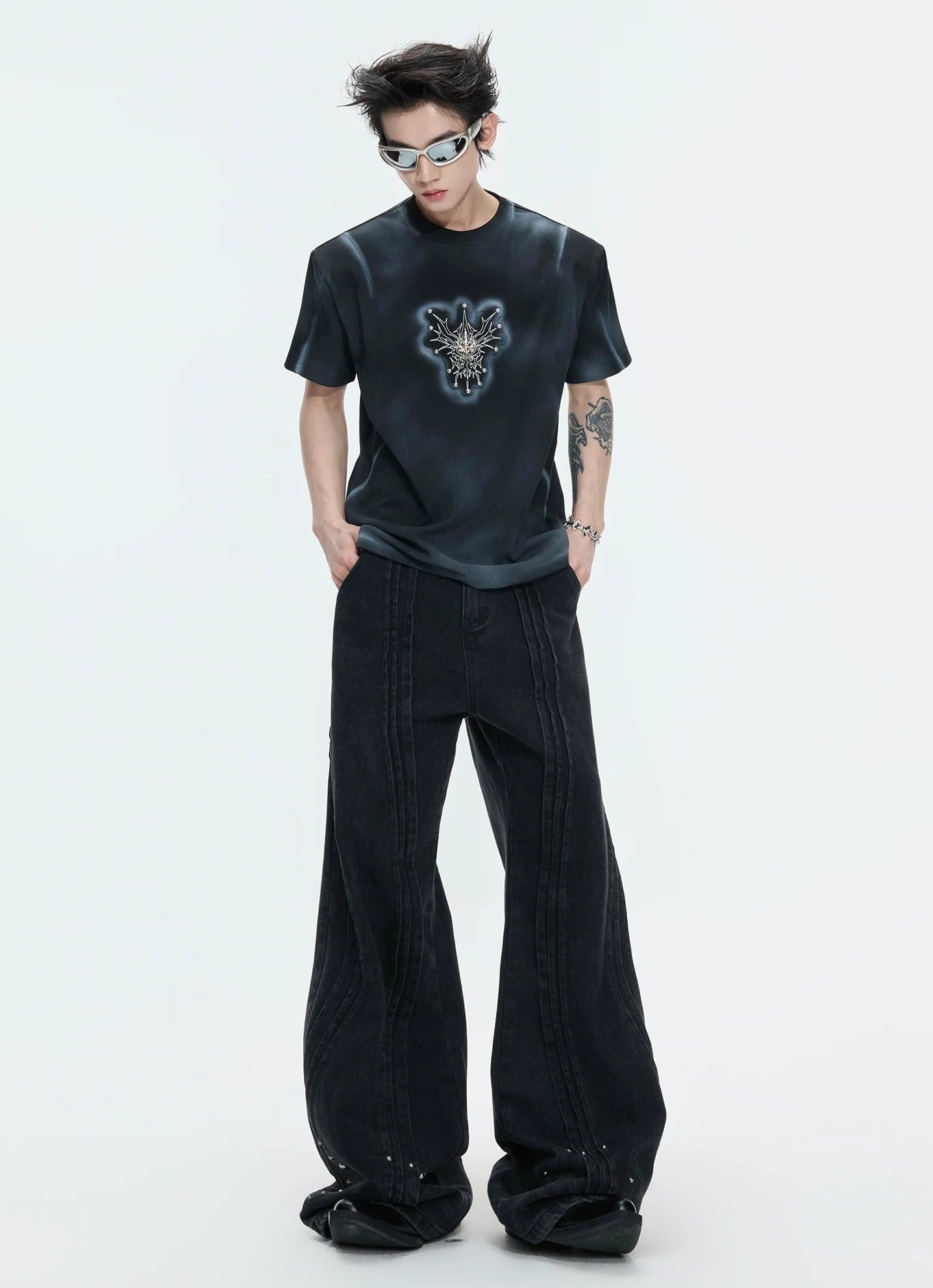 Hand-Painted Gradient Shoulder Tee