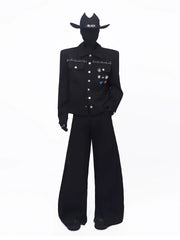 Rhinestone Badge Cropped Jacket