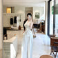 【25s Aug.】Old Money Style V-Neck Silk Sleeveless Top / Loose Pants