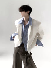 Striped Layered Padded Shoulder Jacket