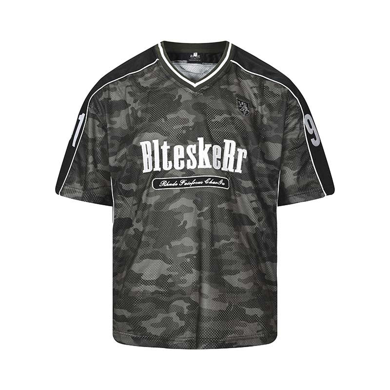 Embroidered Camo Mesh Jersey Tee