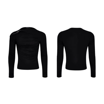 【25s Oct.】Pleated Leather Long-sleeved Bottoming Shirt