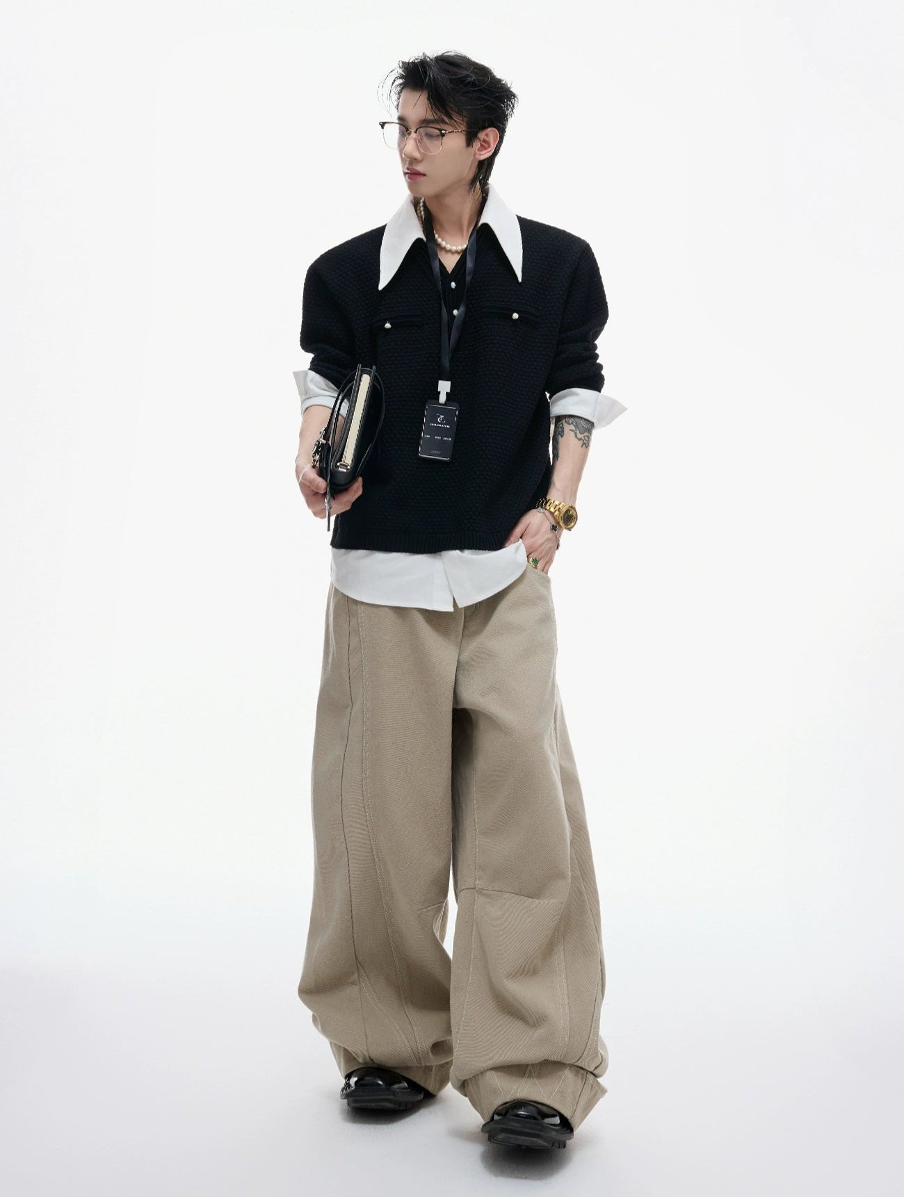 【25s Sep.】Textured Mock Two-piece Shirt Stitching Sweater