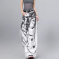 【25s Jul.】Ink-Print Washed High-Waist Loose Jeans