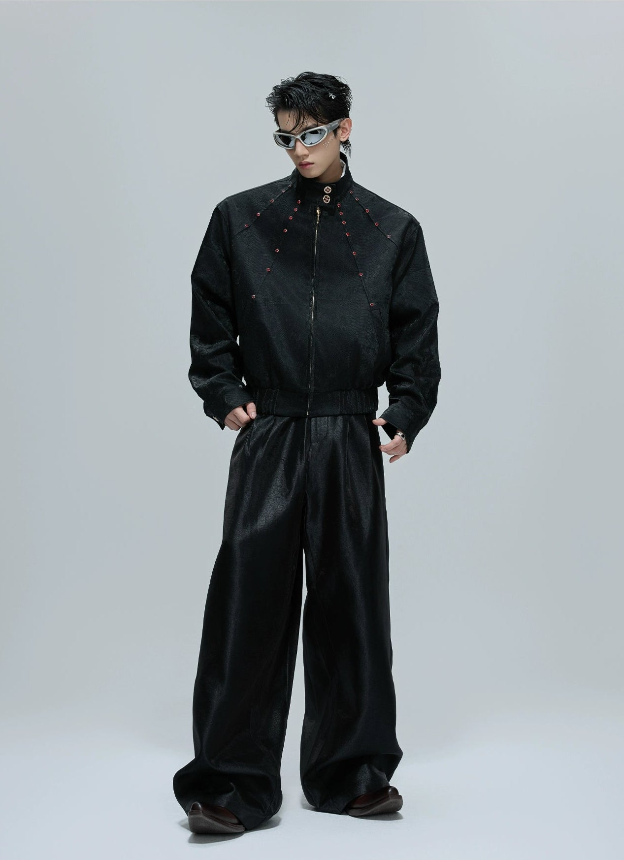Python Textured Leather Fashion Jacket