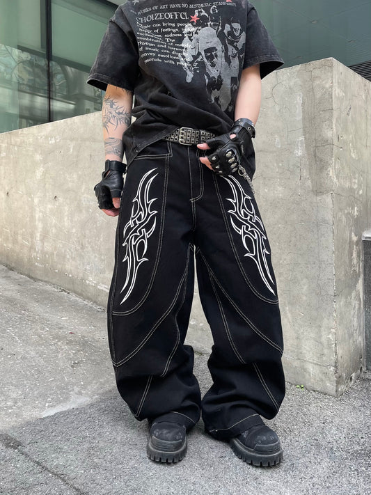 【25s Mar.】Straight Cut Embroidered Denim Pants