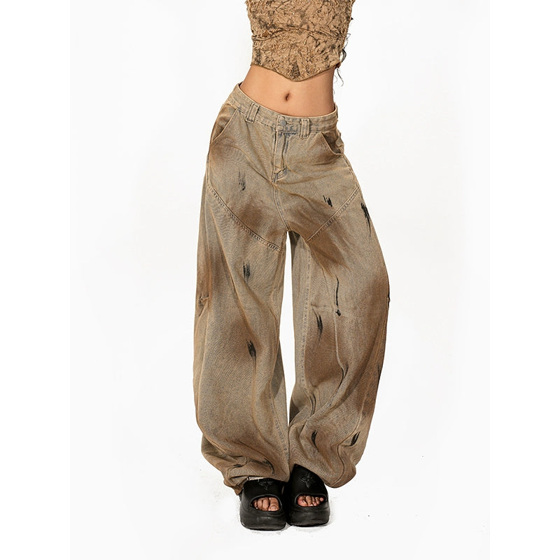 【25s Nov.】Vintage Washed Distressed Wide-leg Jeans
