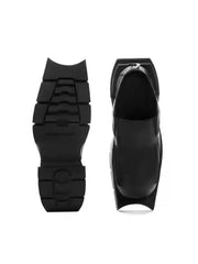 Devil Horn Bull Round Toe Thick Sole Derby Shoes