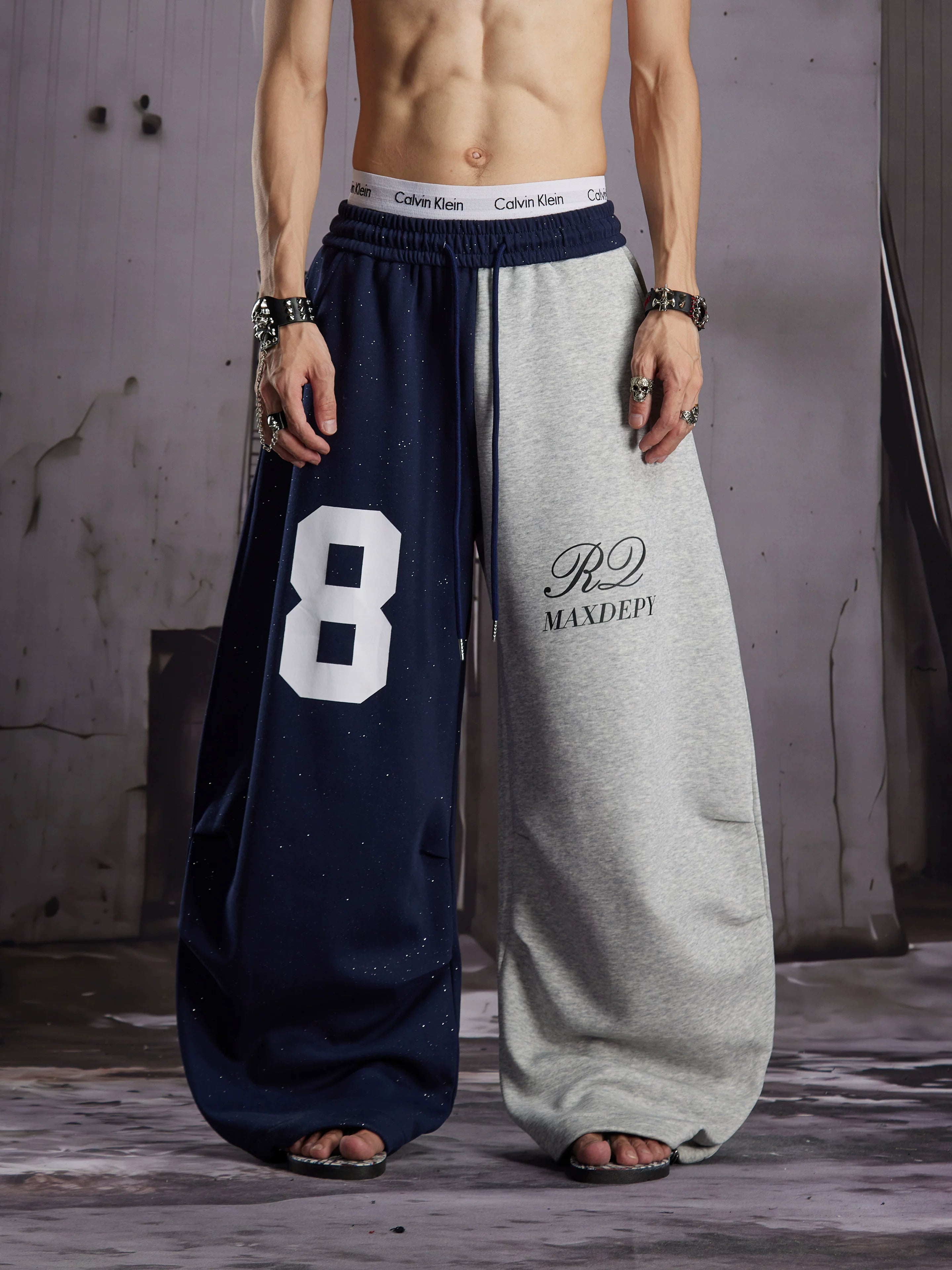 Black Red Contrast Jersey Sweatpants
