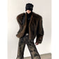 【25s Oct.】Stylish Grey Faux Fox Fur Jacket