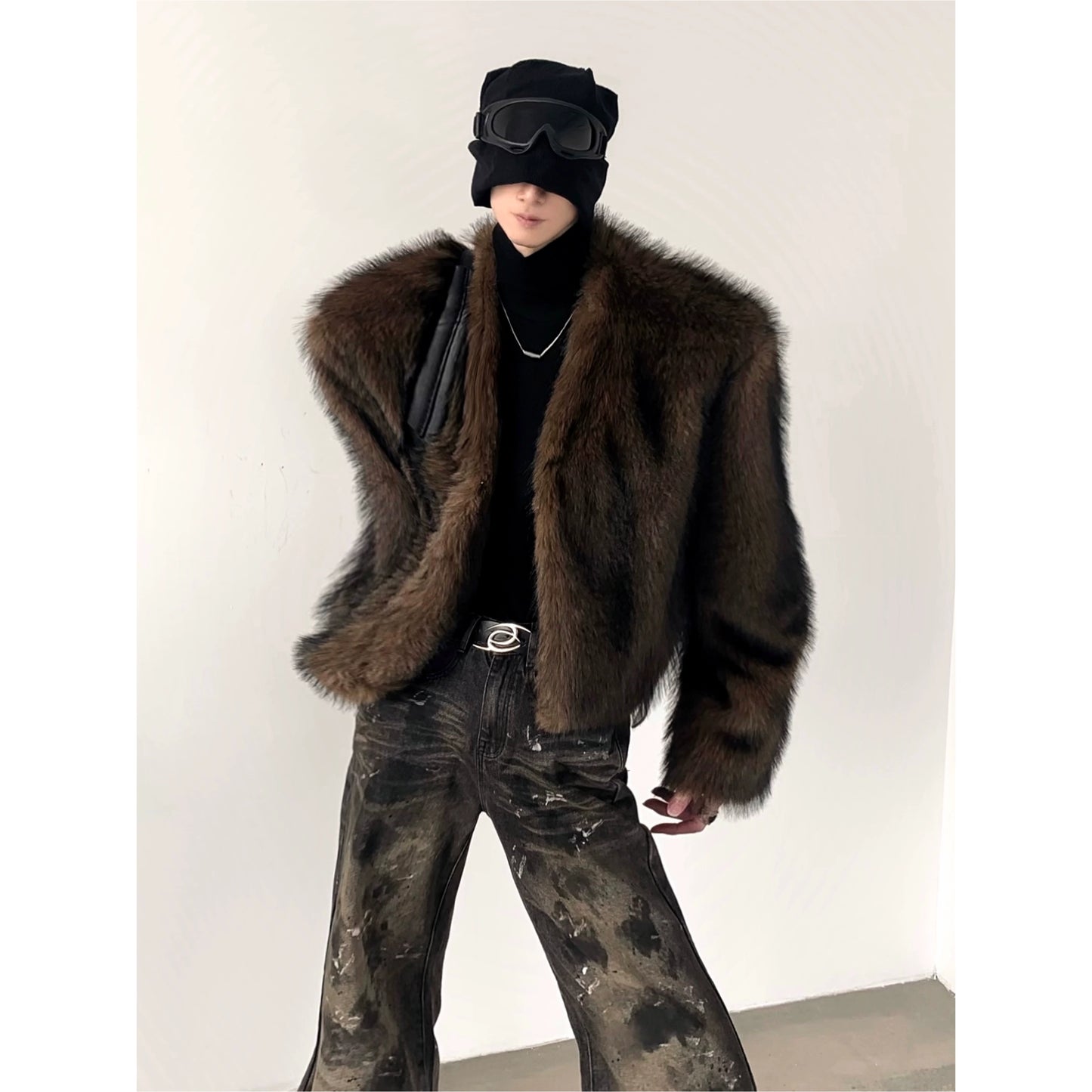 【25s Oct.】Stylish Grey Faux Fox Fur Jacket