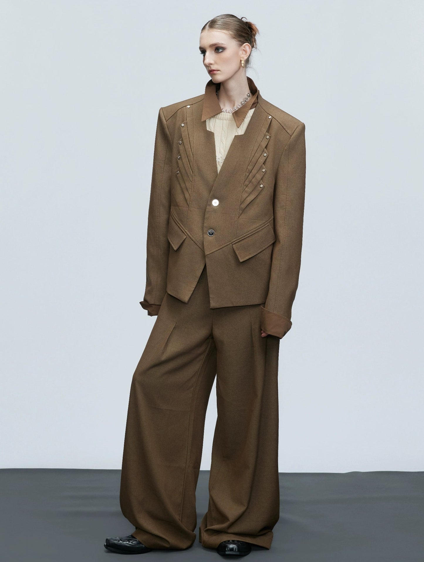 【25s Nov.】Wool Blend Tailored V-neck Suit / Trousers