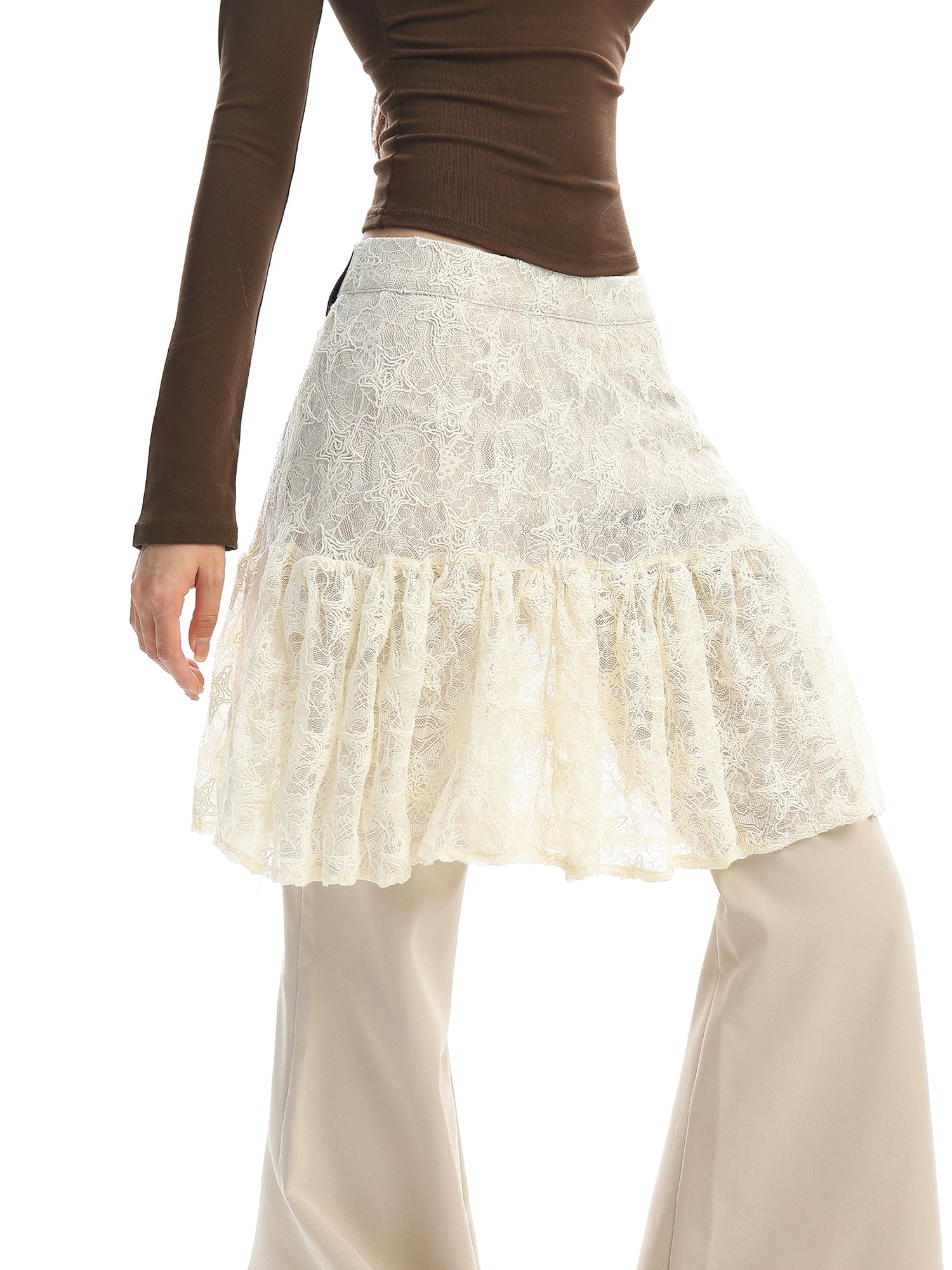 【25s Dec.】Lace Skirt with Casual Pants