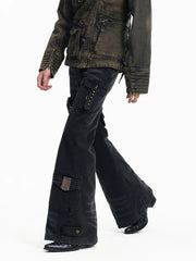 Y2K Patchwork Multi-Pocket Flared Skinny Jeans