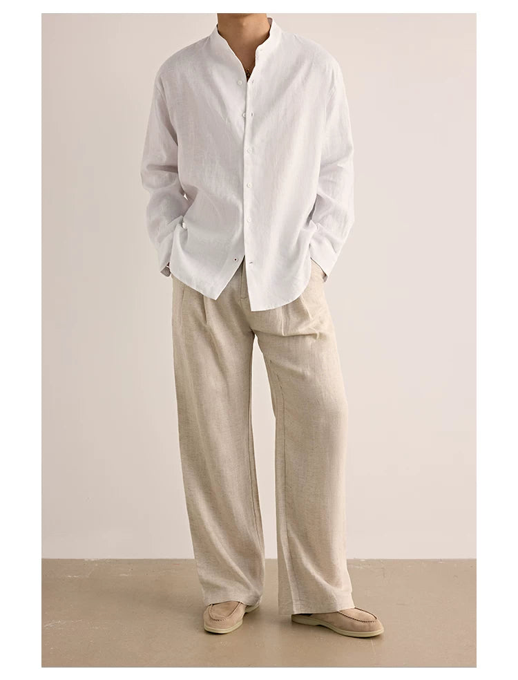 Relaxed Linen Collared Shirt