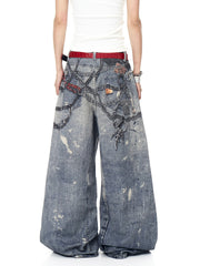 【25s Jul.】American High Street 3D Chain Print Jeans