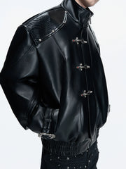 【26s Mar.】Snake-Embossed Aviator Leather Jacket