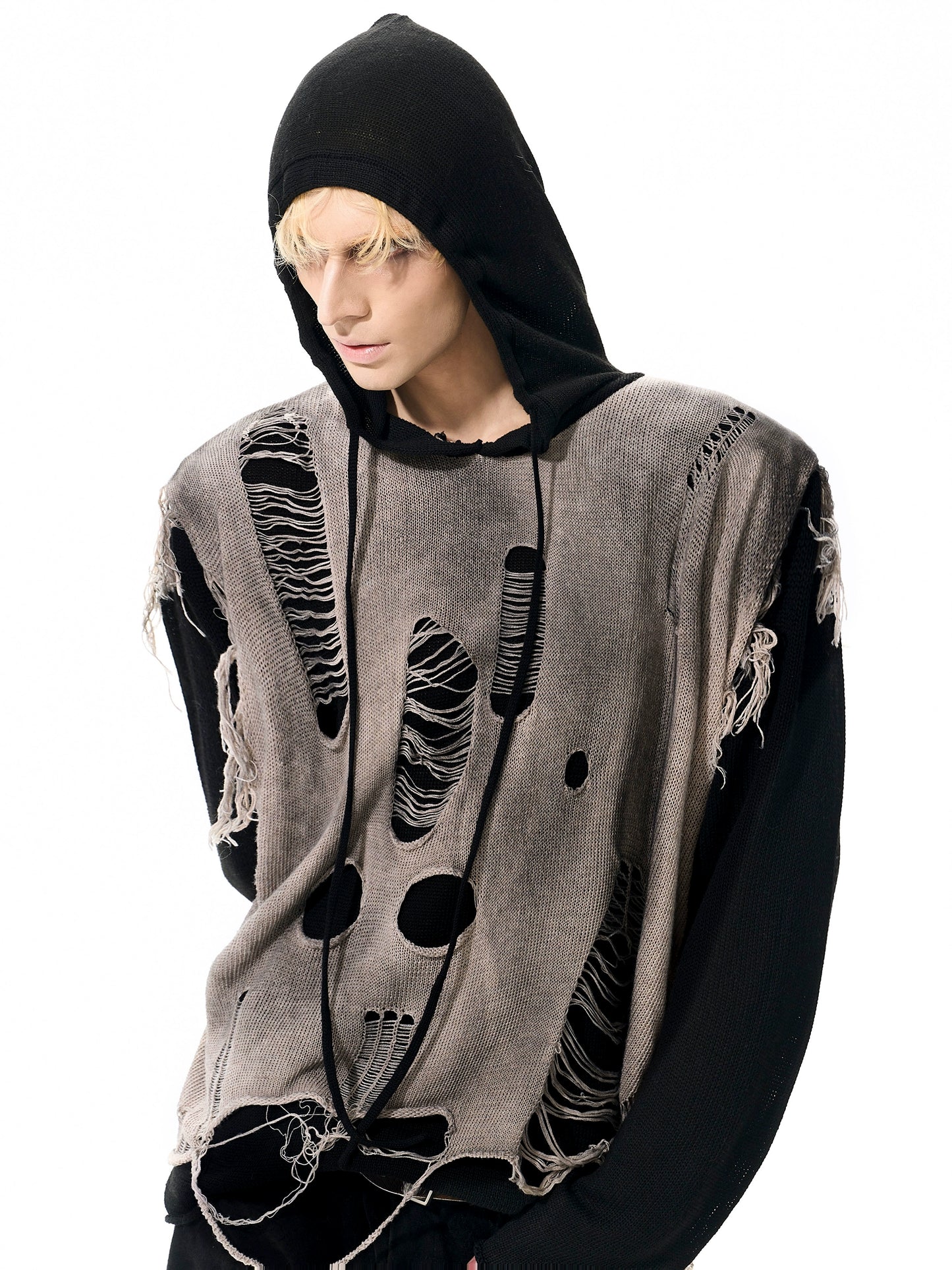 【25s Nov.】Damaged and Dirty Hooded Knitwear