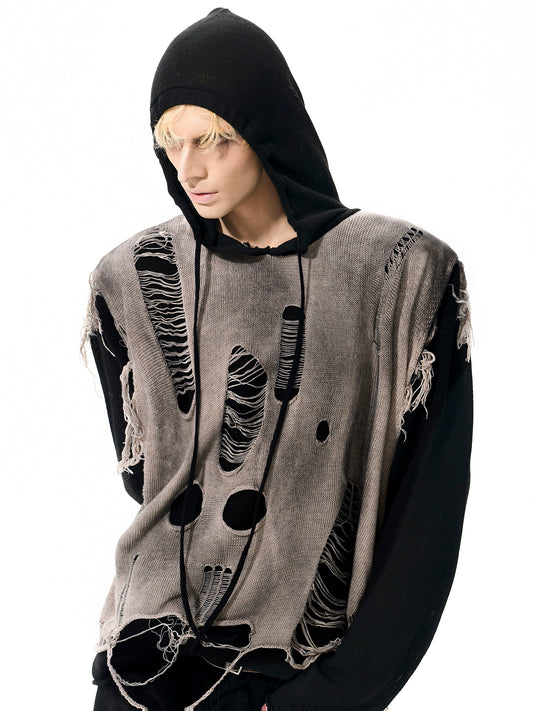 【25s Nov.】Damaged and Dirty Hooded Knitwear