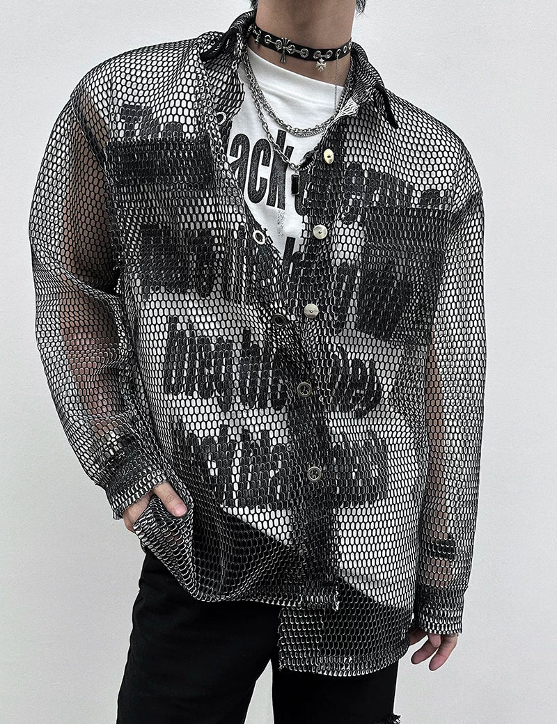 【26s Jan.】Sheer Mesh Korean-Style Casual Shirt