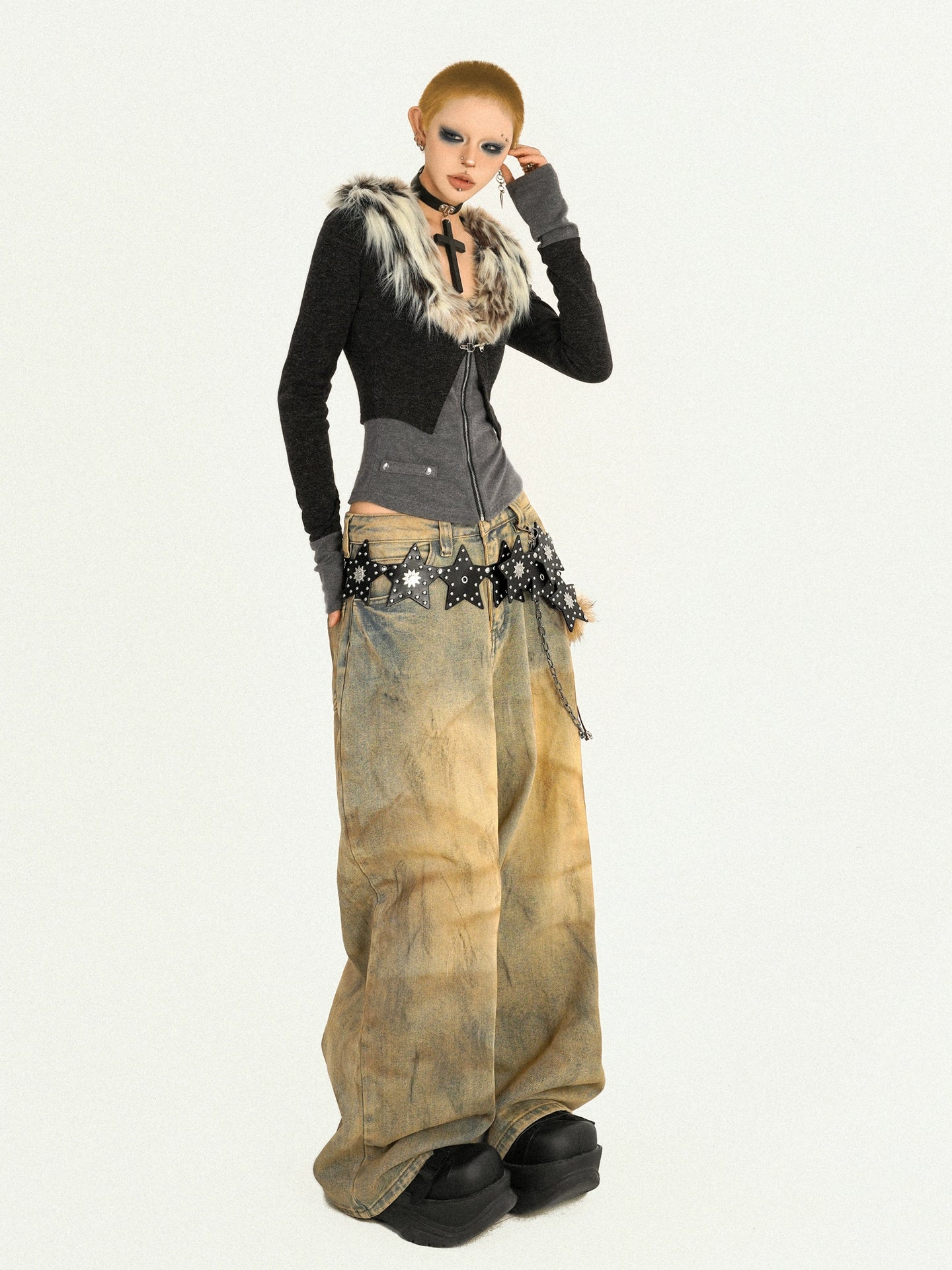 【25s Oct.】Hot Girl Leopard Print Fur Collar Knit Cardigan