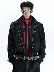 Black Red Cross Patchwork Jacket