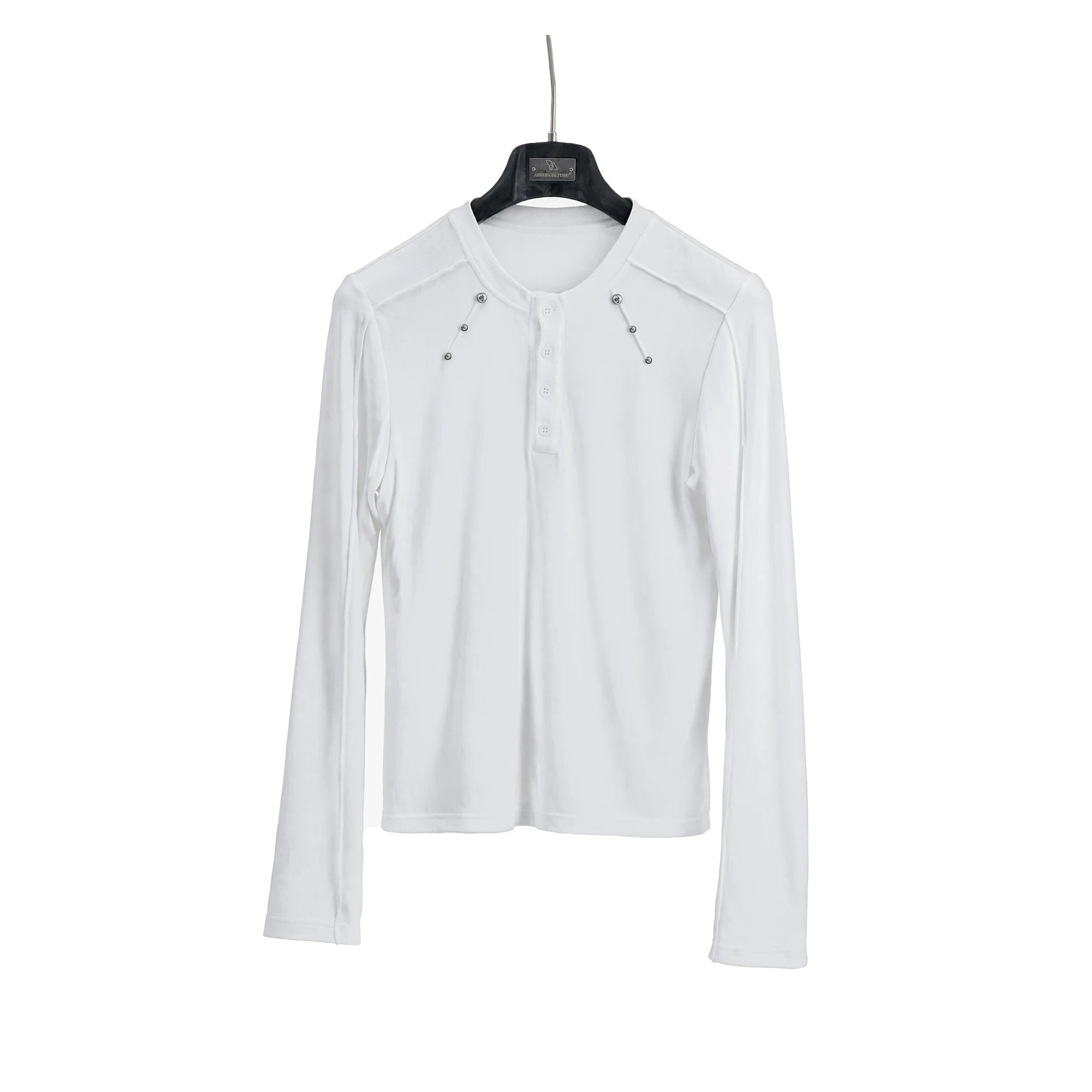 Deconstructed Studded Henley Tee