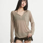 【25s Aug.】Black V-Neck Slim Fit Sheer UV Protection T-Shirt
