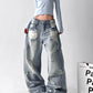 【25s Aug.】Vintage Blue Distressed Washed Loose Wide-Leg Jeans