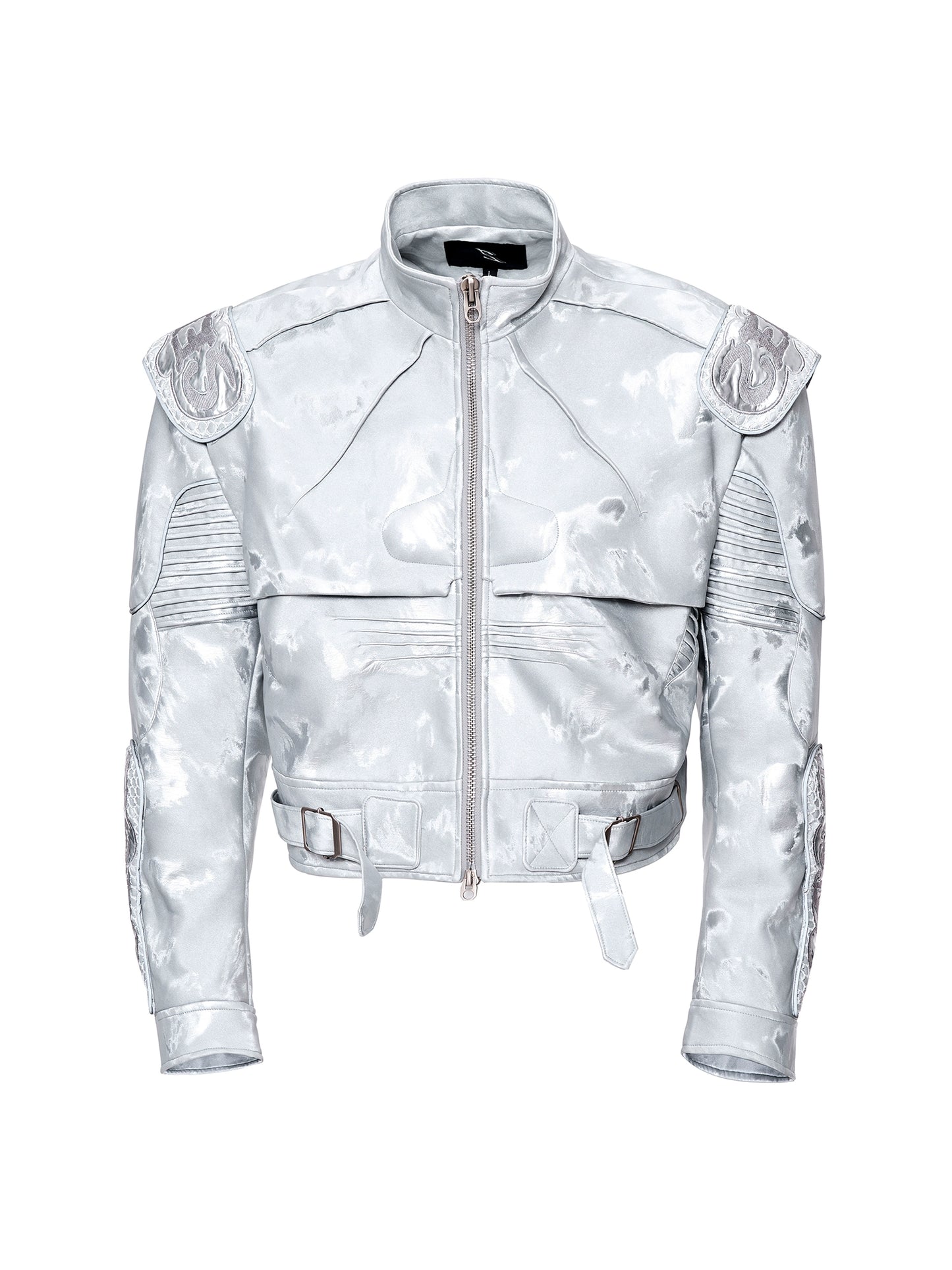【25s Nov.】Pioneer Silver Motorcycle Leather Jacket