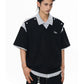 【25s Jul.】Fake Two-Piece Striped Short Sleeve Polo