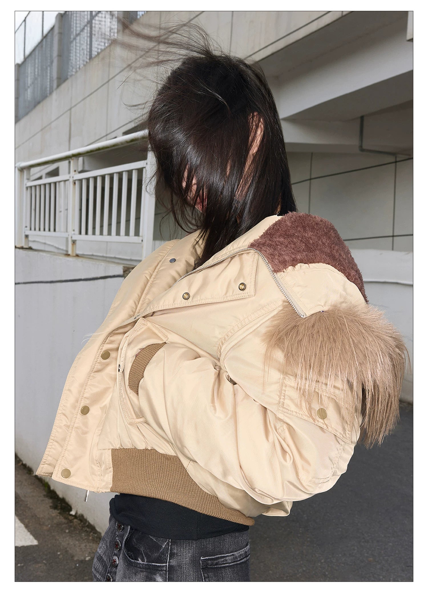 Shibuya MA-1 Fur Collar Bomber Jacket