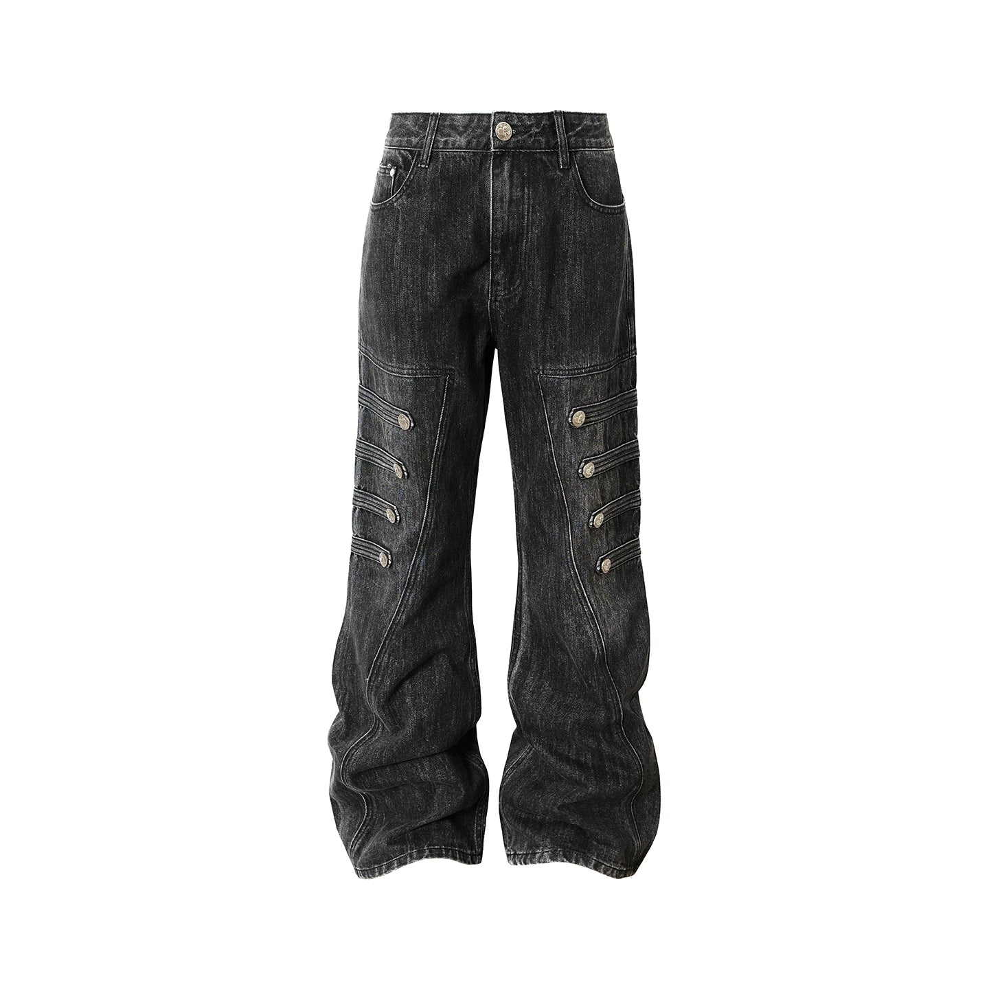 Vintage Washed Wide-Leg Cargo Jeans