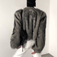 【25s Oct.】Stylish Grey Faux Fox Fur Jacket