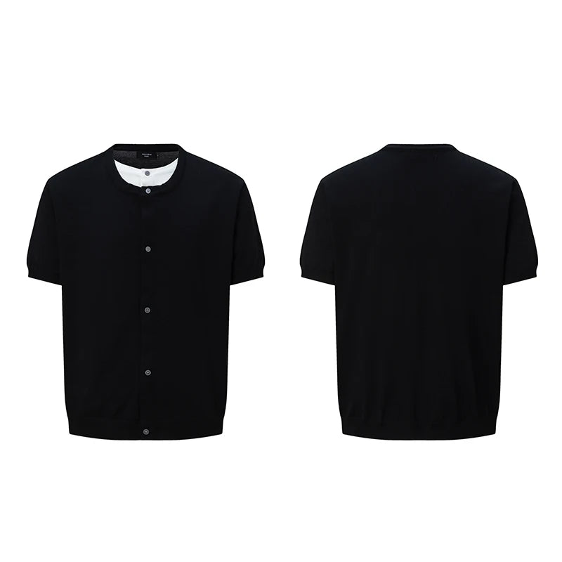 Clean Fit Layered Henley Knit Tee