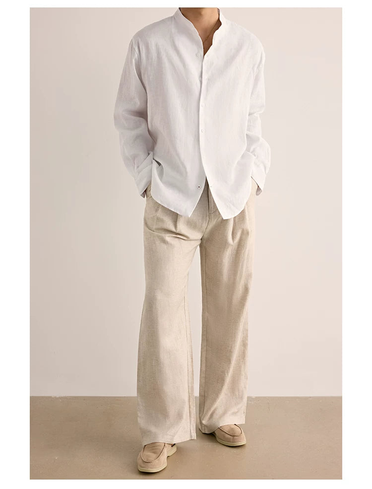 Relaxed Linen Collared Shirt