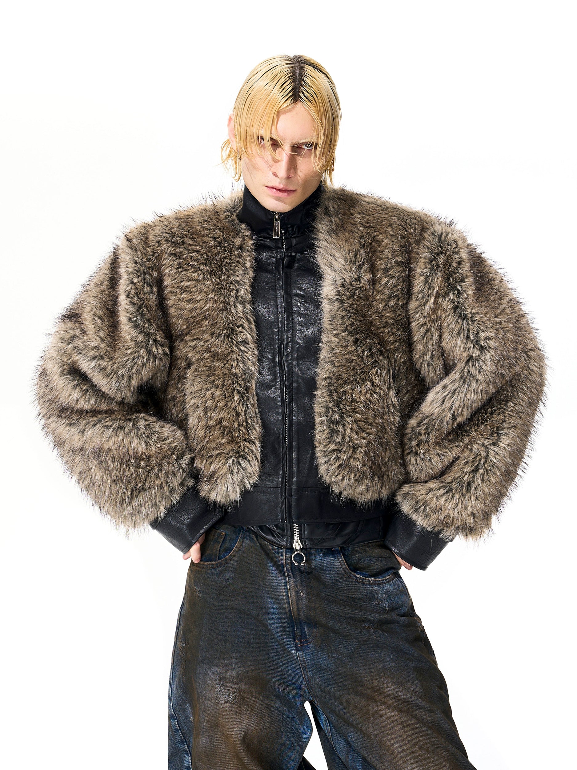 【25s Nov.】Faux Fur and Leather Thickened Cotton Jacket