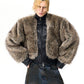 Faux Fur and Leather Thickened Cotton Jacket