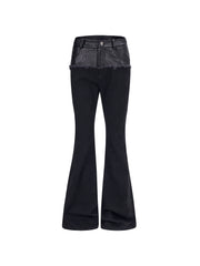 【25s Sep.】High Street Paneled Leather Bootcut Jeans