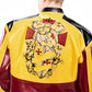 Contrast Embroidered Stand-up Collar Cropped Leather Jacket
