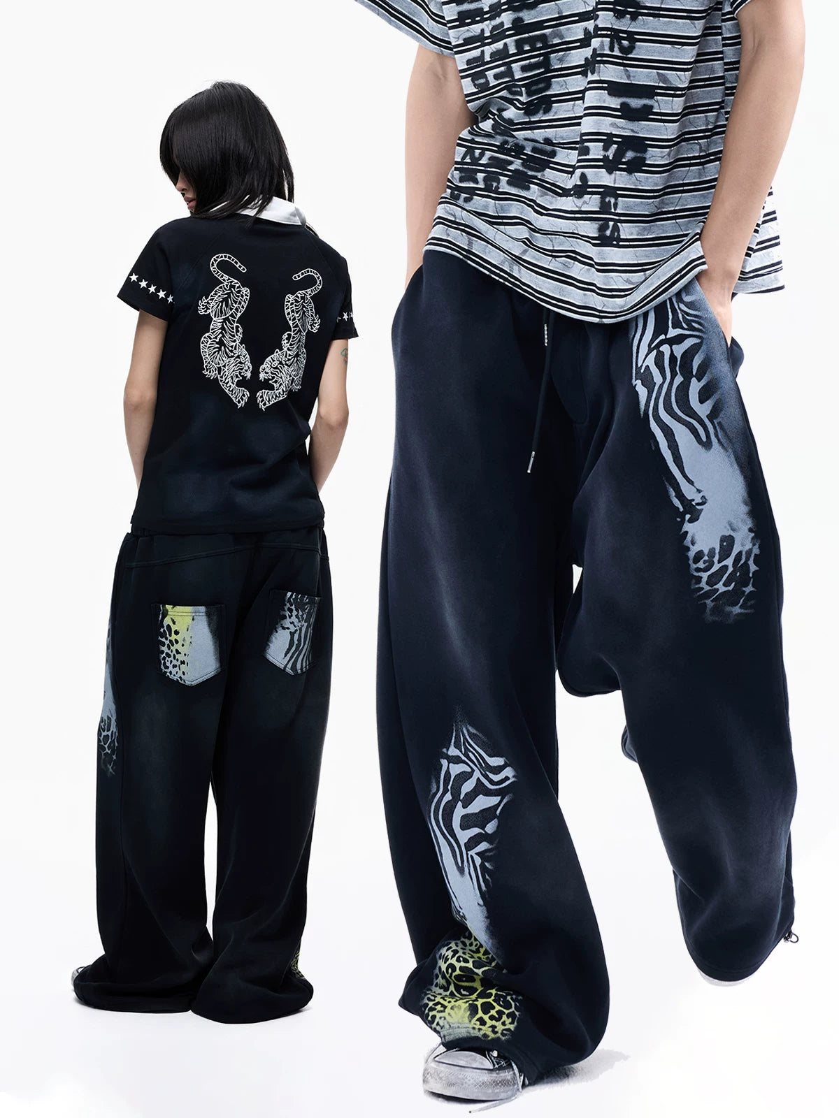 Double Waist Leopard Panel Sweatpants