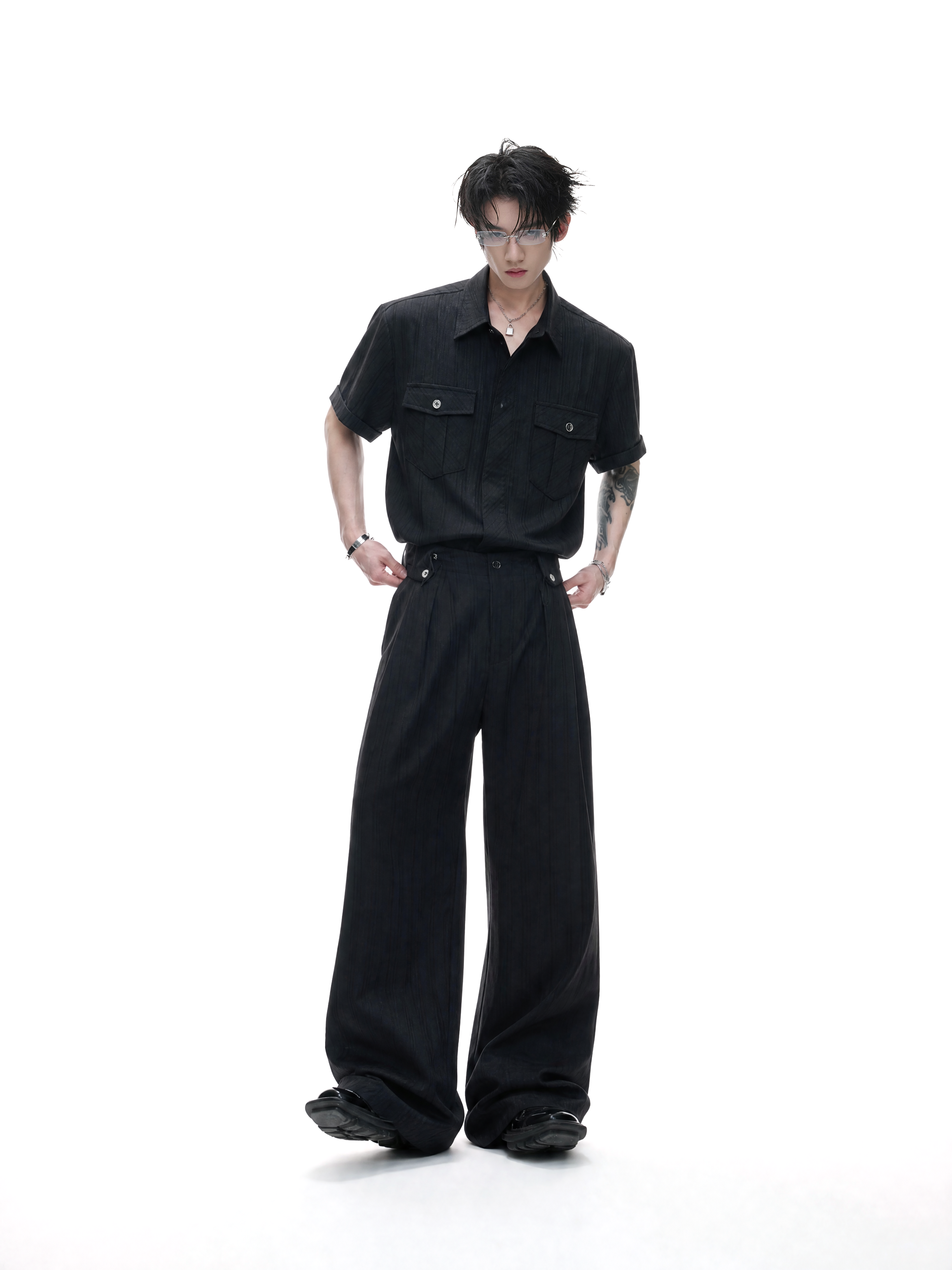 Stripe Tie Layered Shirt / Trouser